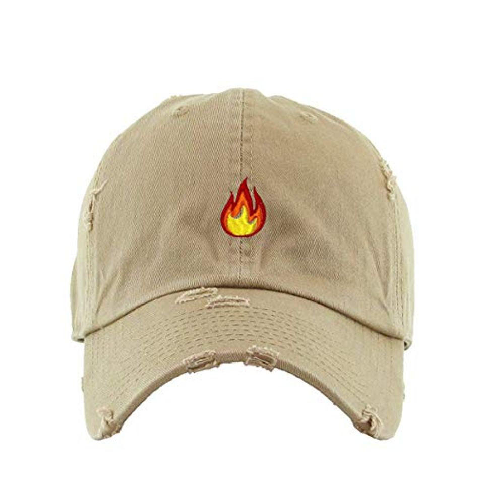 Flame Vintage Baseball Cap Embroidered Adjustable Distressed Dad Hat