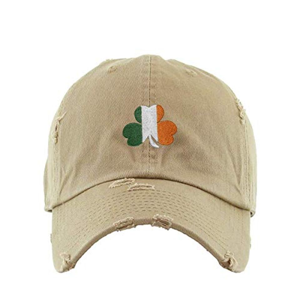 Irish Shamrock Vintage Baseball Cap Embroidered Adjustable Distressed Dad Hat
