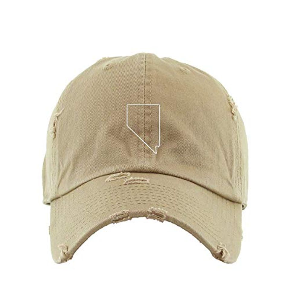 Nevada Map Vintage Baseball Cap Embroidered Adjustable Distressed Dad Hat