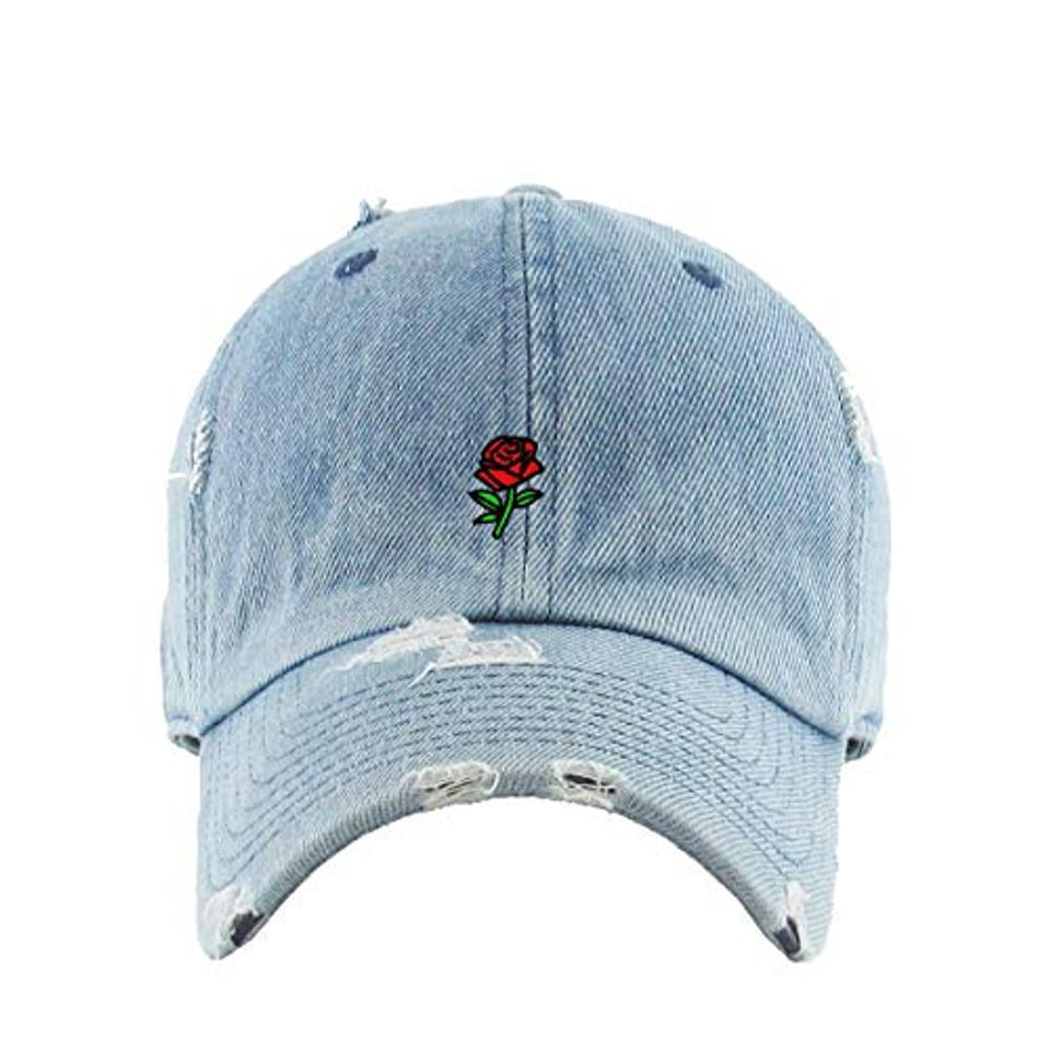 Rose Vintage Baseball Cap Embroidered Adjustable Distressed Dad Hat