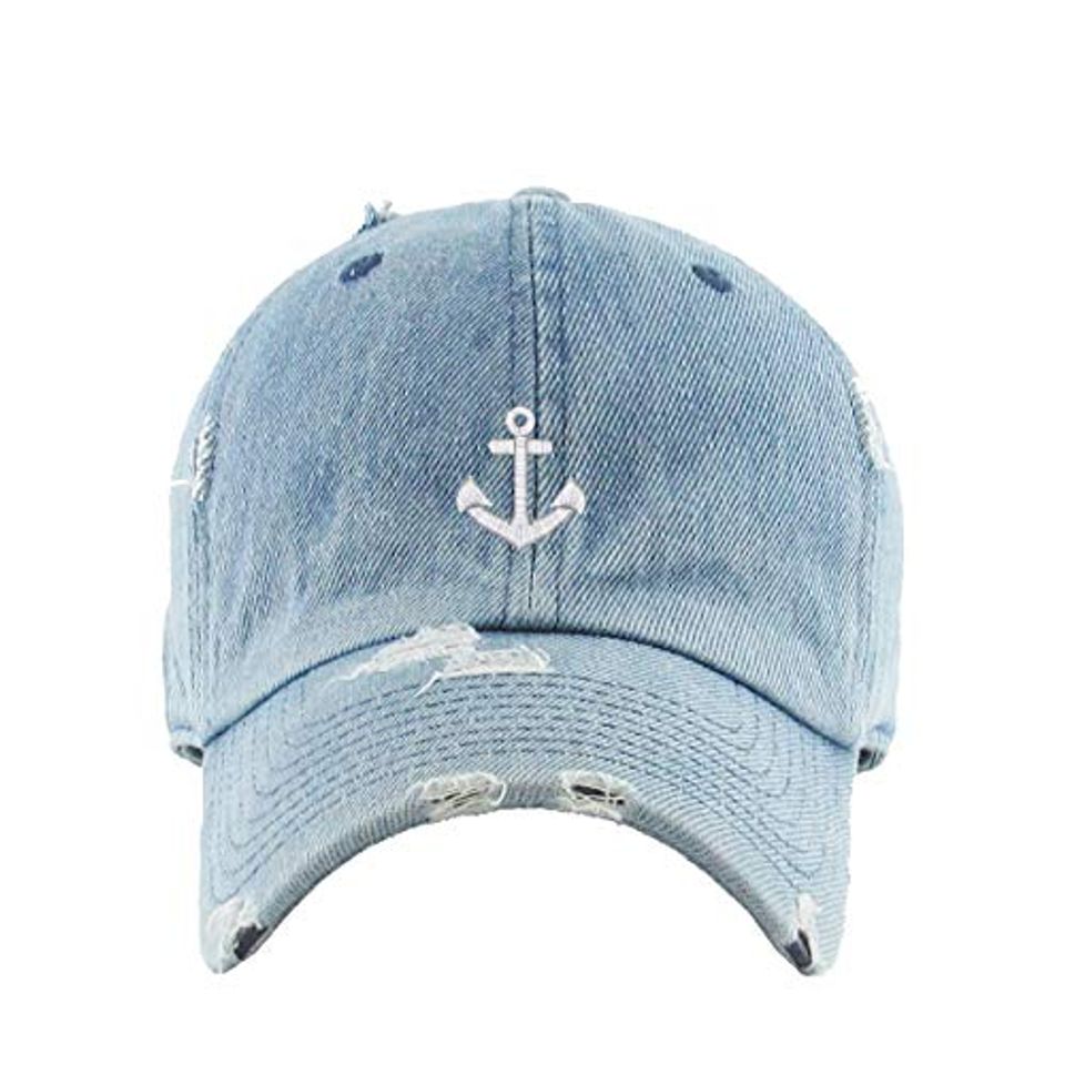 Anchor Vintage Baseball Cap Embroidered Adjustable Distressed Dad Hat