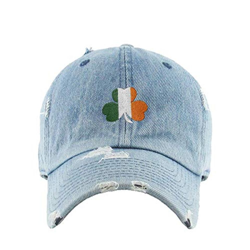 Irish Shamrock Vintage Baseball Cap Embroidered Adjustable Distressed Dad Hat