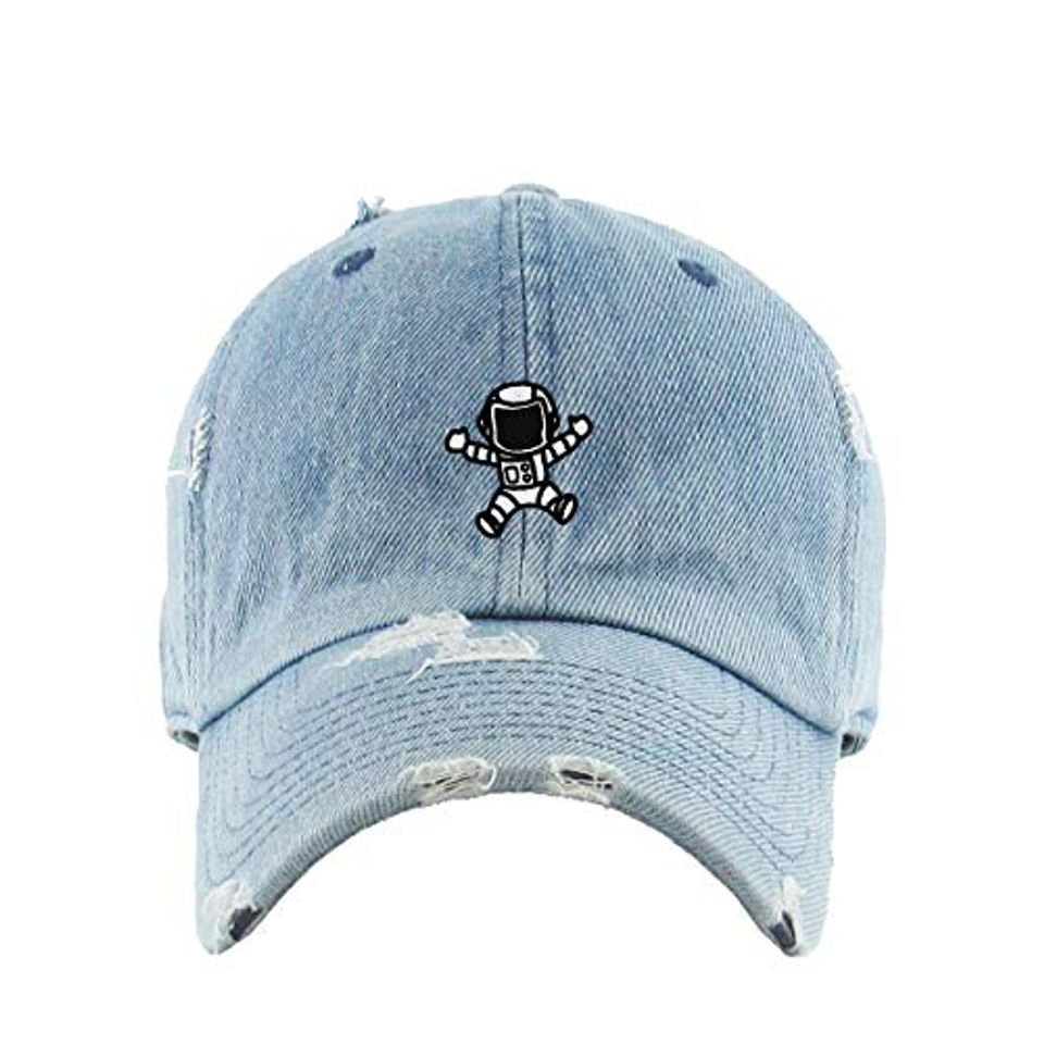 Astronaut Vintage Baseball Cap Embroidered Adjustable Distressed Dad Hat