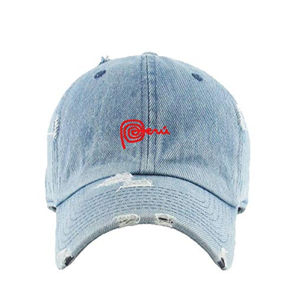 Peru Vintage Baseball Cap Embroidered Adjustable Distressed Dad Hat