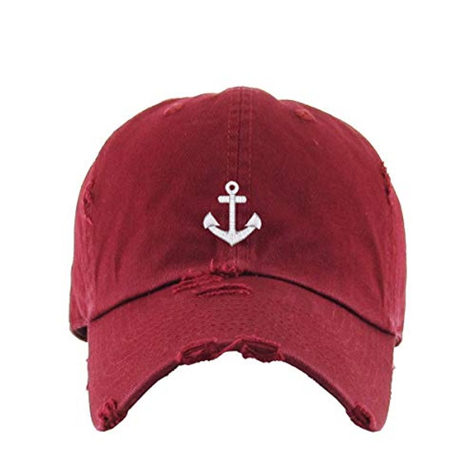 Anchor Vintage Baseball Cap Embroidered Adjustable Distressed Dad Hat