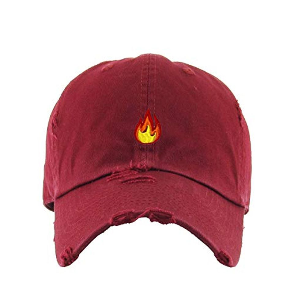 Flame Vintage Baseball Cap Embroidered Adjustable Distressed Dad Hat
