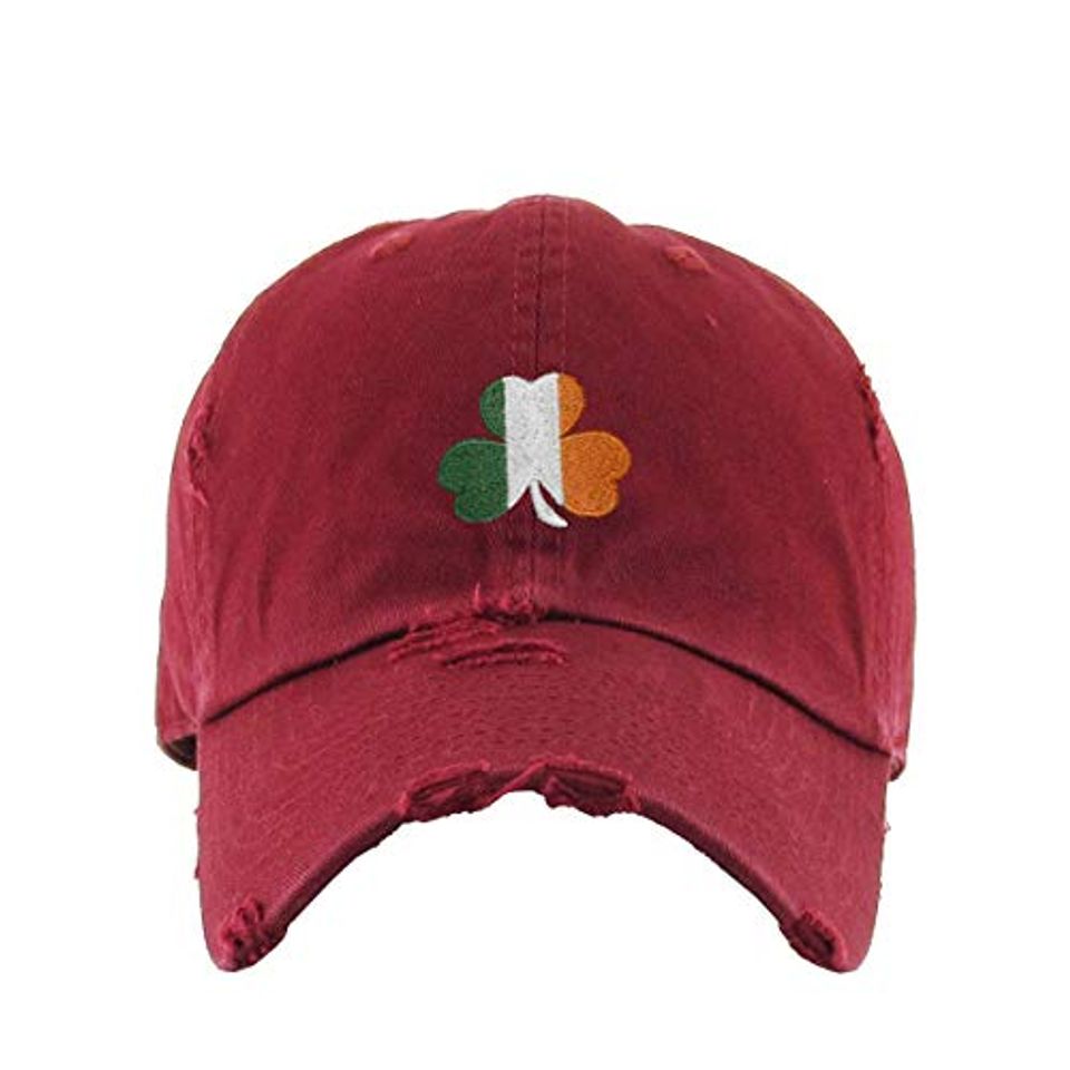 Irish Shamrock Vintage Baseball Cap Embroidered Adjustable Distressed Dad Hat