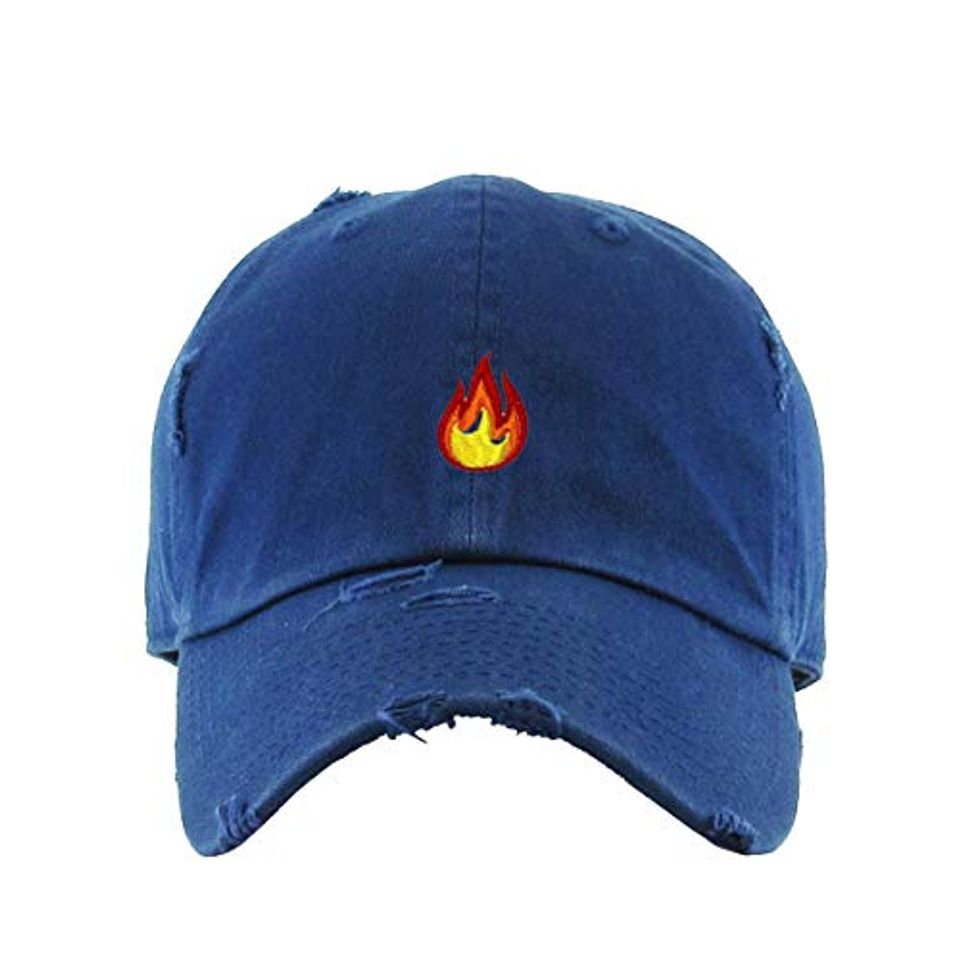 Flame Vintage Baseball Cap Embroidered Adjustable Distressed Dad Hat