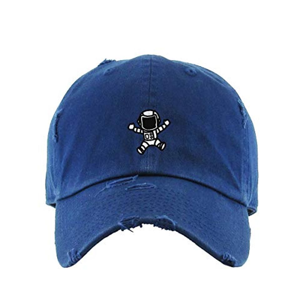 Astronaut Vintage Baseball Cap Embroidered Adjustable Distressed Dad Hat