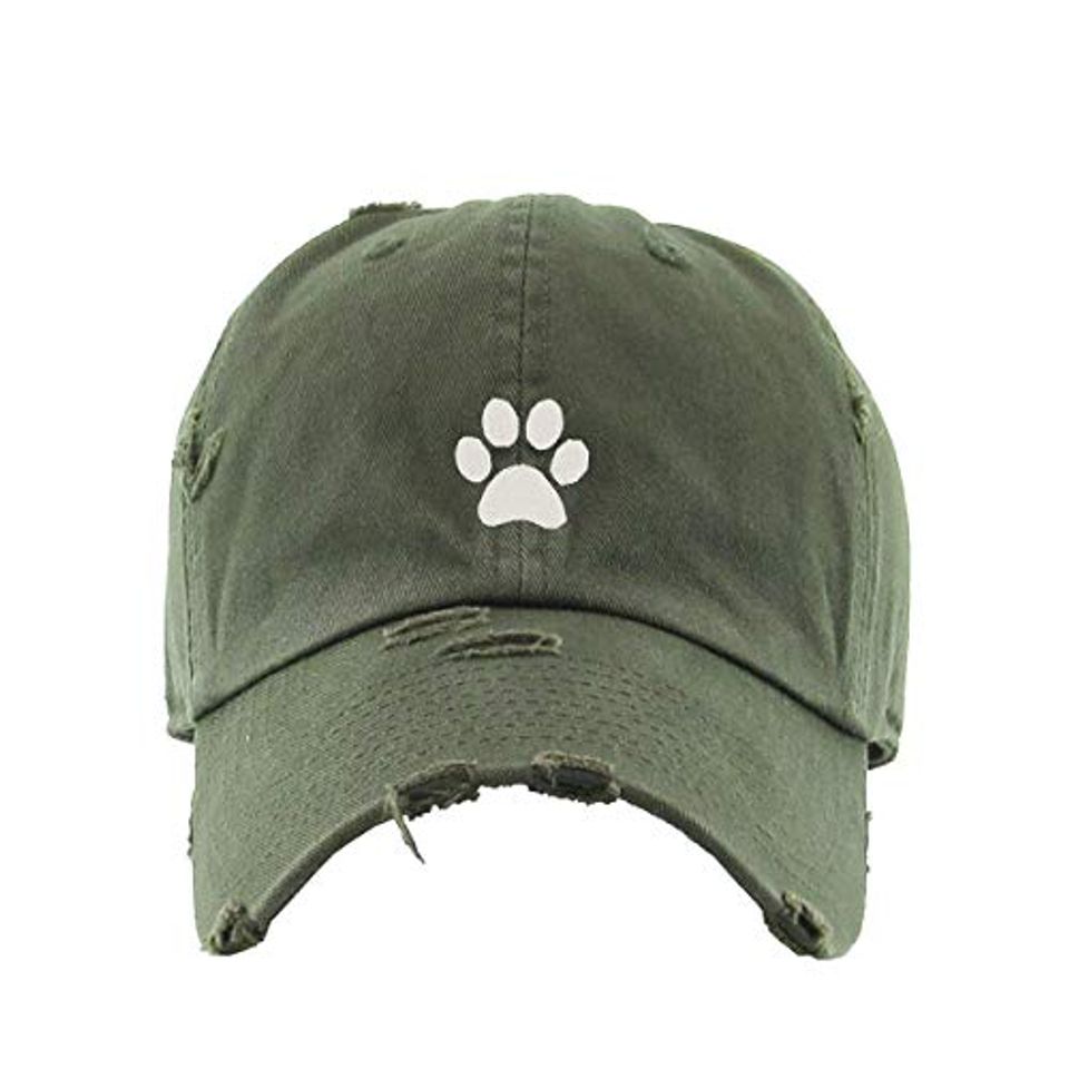 Paw Vintage Baseball Cap Embroidered Adjustable Distressed Dad Hat