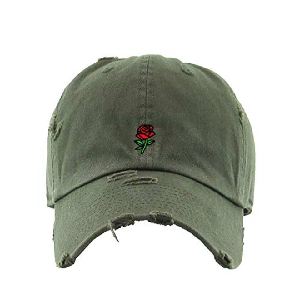Rose Vintage Baseball Cap Embroidered Adjustable Distressed Dad Hat