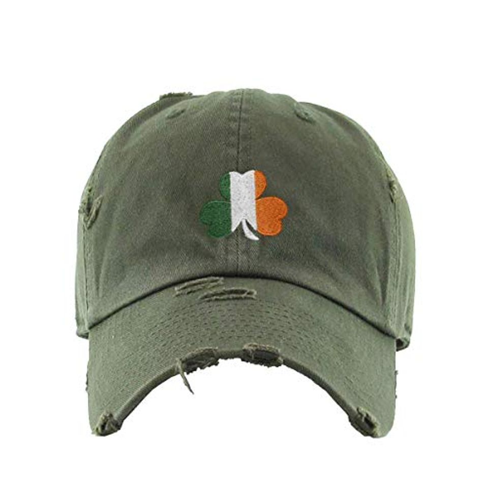 Irish Shamrock Vintage Baseball Cap Embroidered Adjustable Distressed Dad Hat