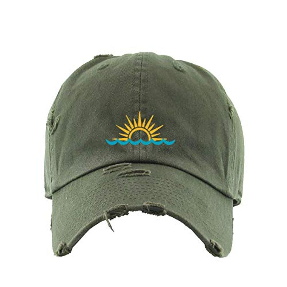 Sunset Vintage Baseball Cap Embroidered Adjustable Distressed Dad Hat