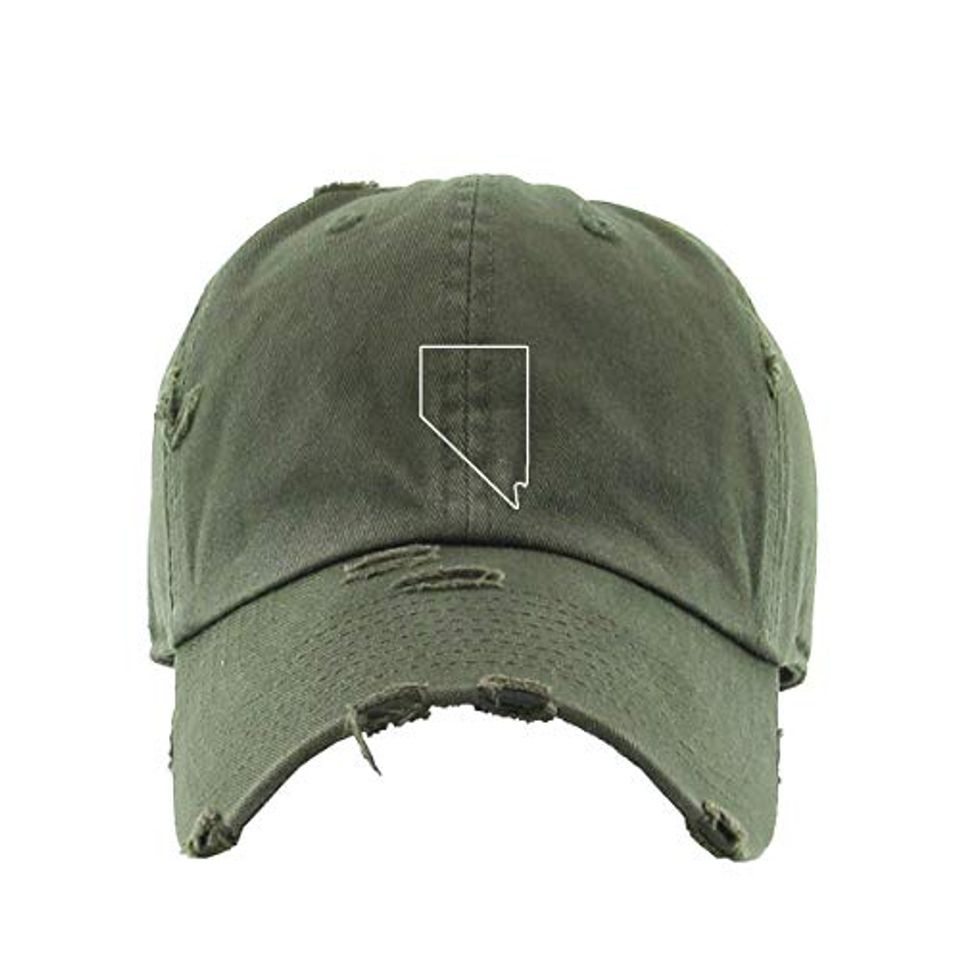 Nevada Map Vintage Baseball Cap Embroidered Adjustable Distressed Dad Hat