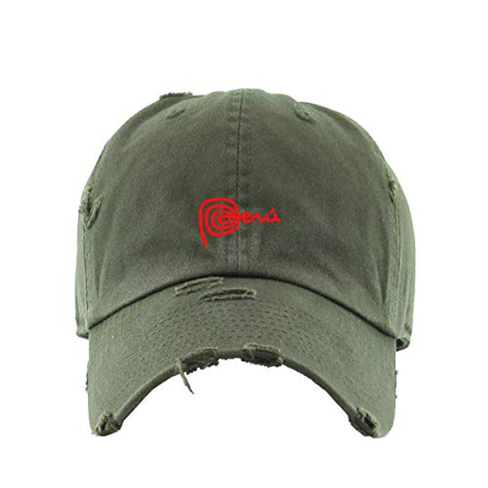 Peru Vintage Baseball Cap Embroidered Adjustable Distressed Dad Hat