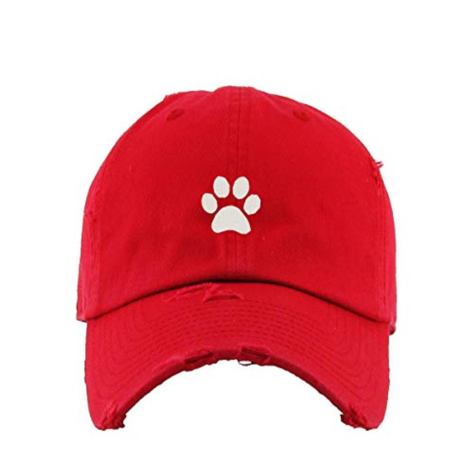 Paw Vintage Baseball Cap Embroidered Adjustable Distressed Dad Hat
