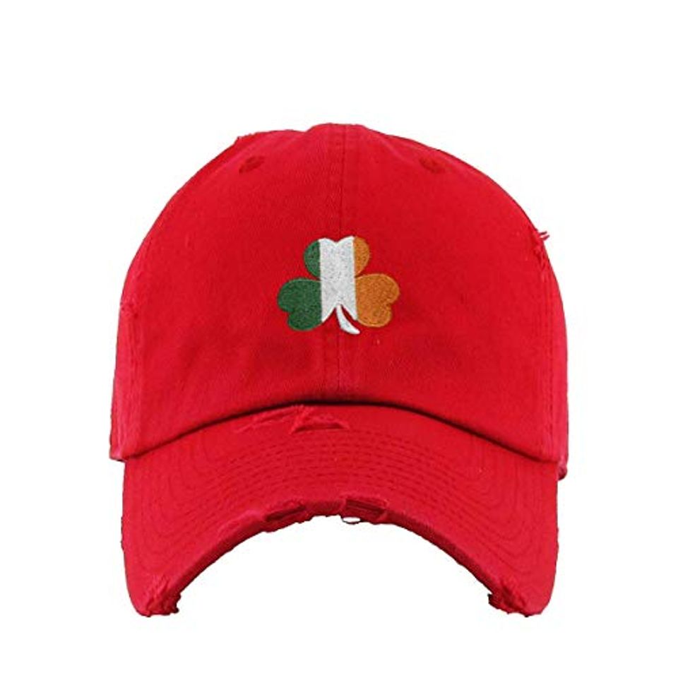 Irish Shamrock Vintage Baseball Cap Embroidered Adjustable Distressed Dad Hat
