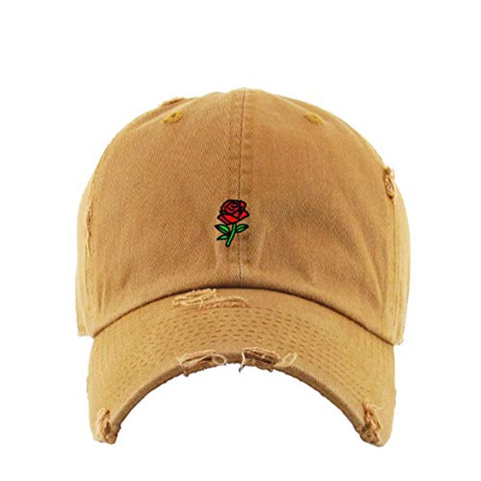 Rose Vintage Baseball Cap Embroidered Adjustable Distressed Dad Hat