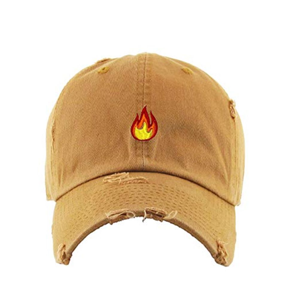 Flame Vintage Baseball Cap Embroidered Adjustable Distressed Dad Hat