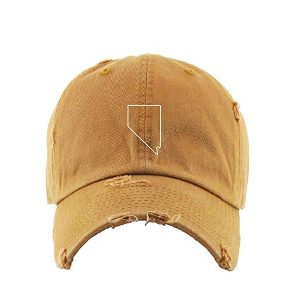 Nevada Map Vintage Baseball Cap Embroidered Adjustable Distressed Dad Hat
