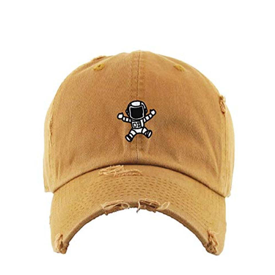 Astronaut Vintage Baseball Cap Embroidered Adjustable Distressed Dad Hat
