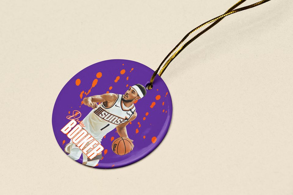 Devin Booker #1 Inspired Ceramic Christmas Ornament - Phoenix Tribute Keepsake