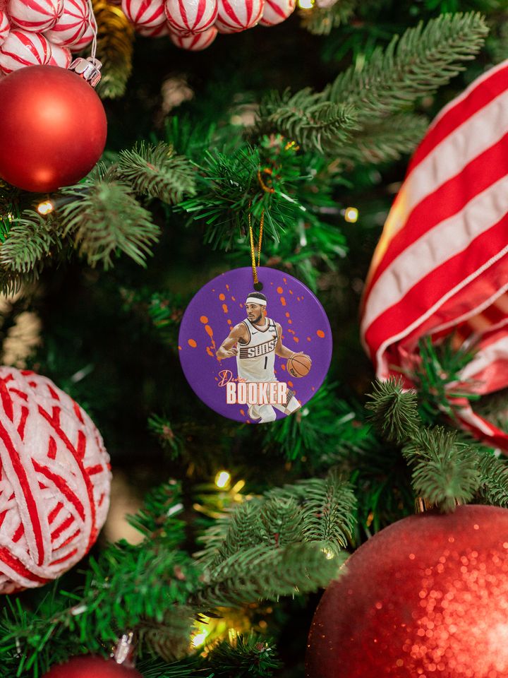 Devin Booker #1 Inspired Ceramic Christmas Ornament - Phoenix Tribute Keepsake