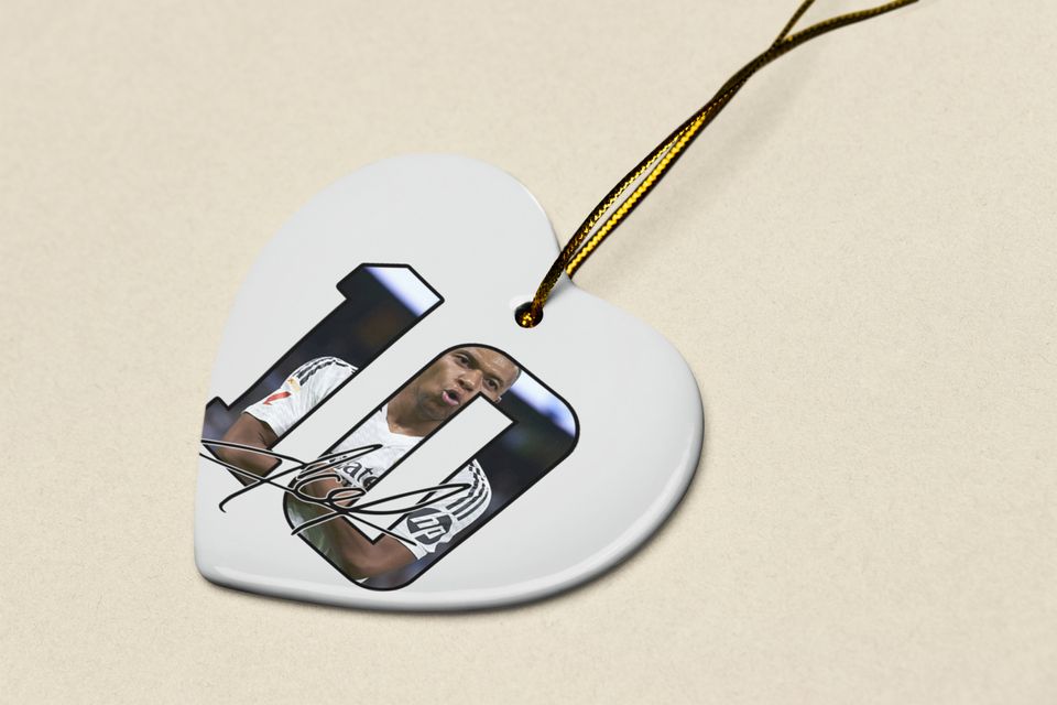 Mbappe #10 Signed Inspired Ceramic Christmas Ornament - Madrid Tribute