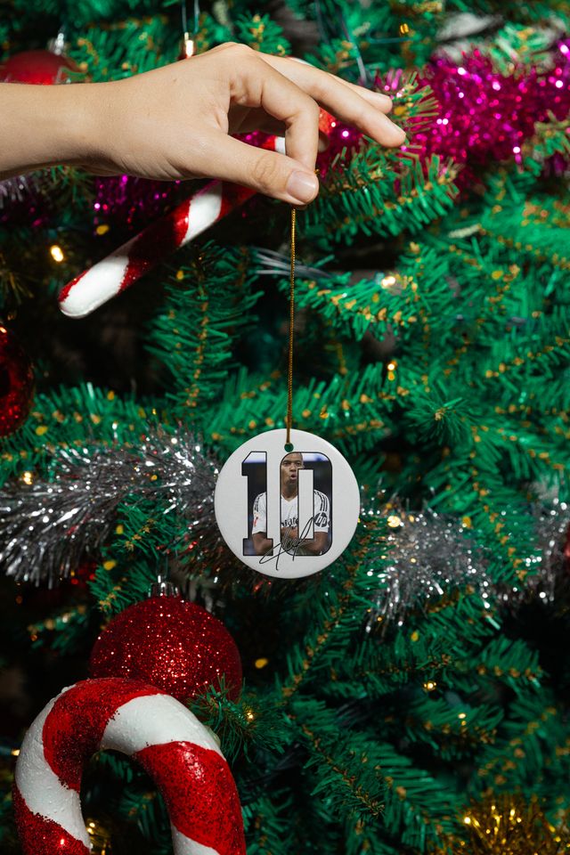 Mbappe #10 Signed Inspired Ceramic Christmas Ornament - Madrid Tribute