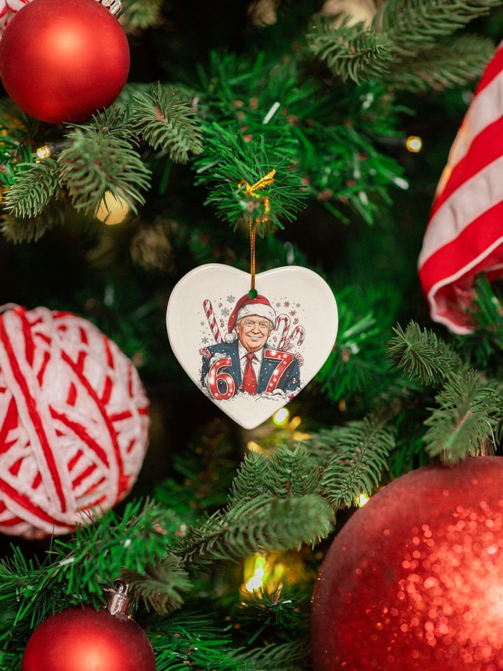 Donald Trump Six Seven Ceramic Christmas Ornament - Funny President 6 7 Keepsake