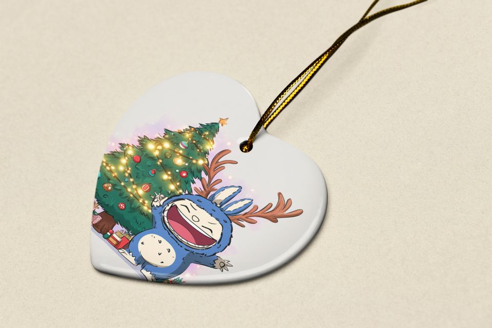 Kawaii Creature Ceramic Xmas Ornament Funny Antlered La Bubu Monster Keepsake