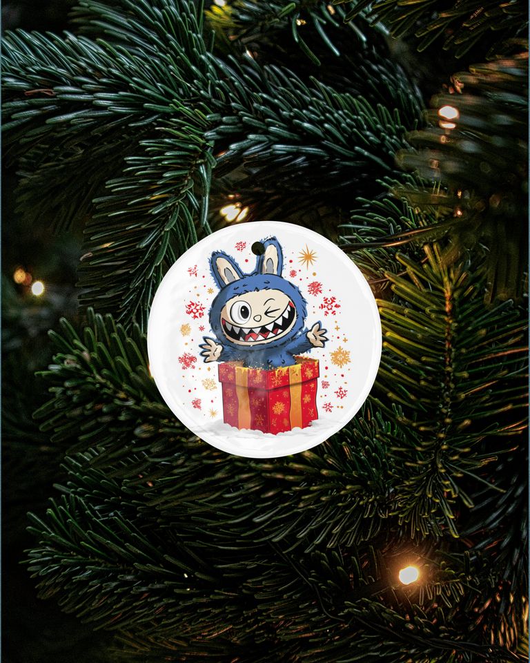 Kawaii Creature Ceramic Xmas Ornament Playful La Bubu Monster Xmas Gift Decor