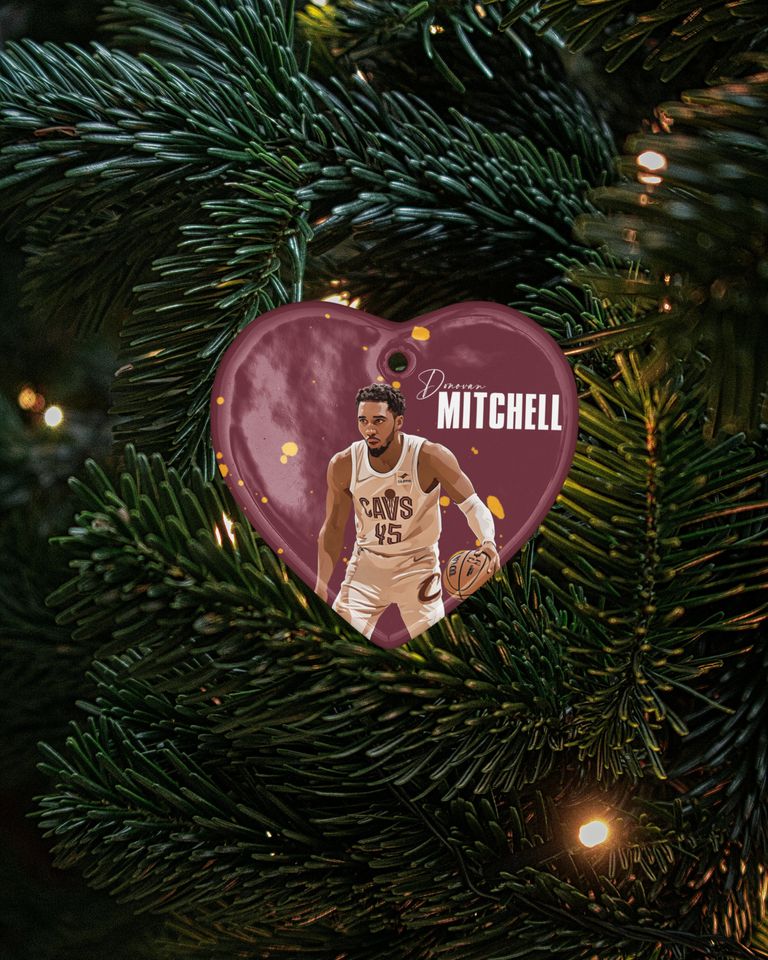 Donovan Mitchell #45 Inspired Ceramic Xmas Ornament - Cleve Tribute Keepsake