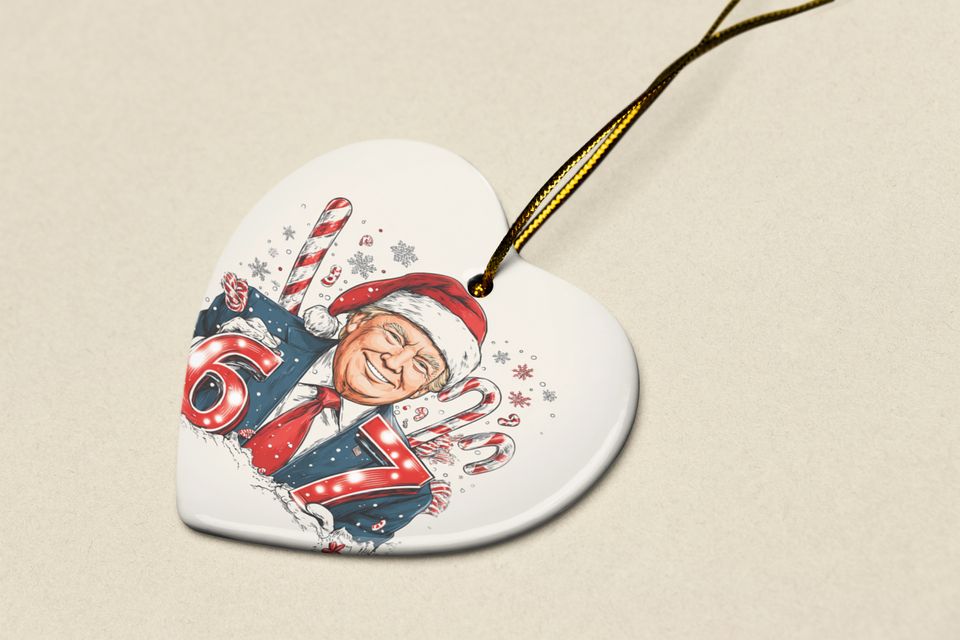 Donald Trump Six Seven Ceramic Christmas Ornament - Funny President 6 7 Keepsake
