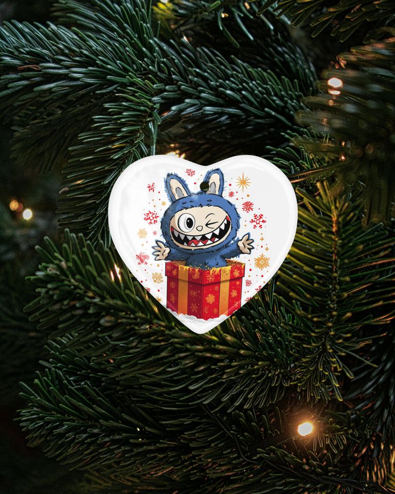 Kawaii Creature Ceramic Xmas Ornament Playful La Bubu Monster Xmas Gift Decor