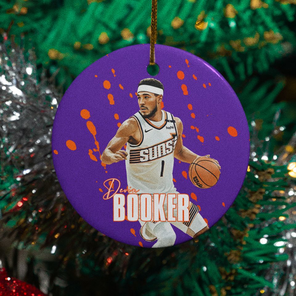 Devin Booker #1 Inspired Ceramic Christmas Ornament - Phoenix Tribute Keepsake