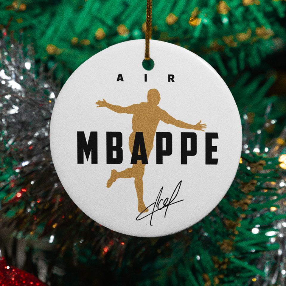 Air Mbappe Signed Inspired Graphic Ceramic Xmas Ornament - Madrid Tribute