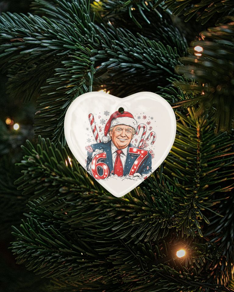 Donald Trump Six Seven Ceramic Christmas Ornament - Funny President 6 7 Keepsake