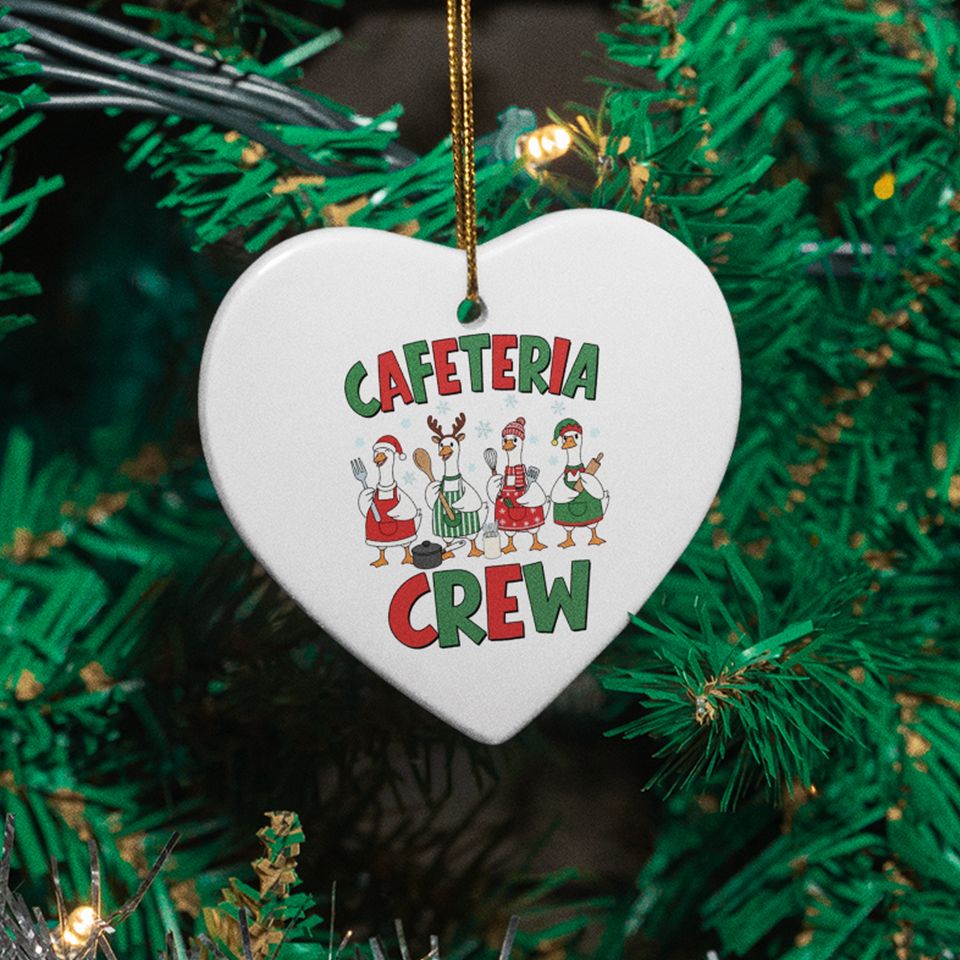 Funny Chef Turkey Ceramic Christmas Ornament - Cafeteria Crew Decor Keepsake