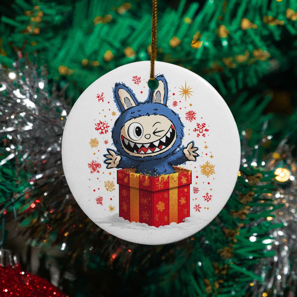 Kawaii Creature Ceramic Xmas Ornament Playful La Bubu Monster Xmas Gift Decor