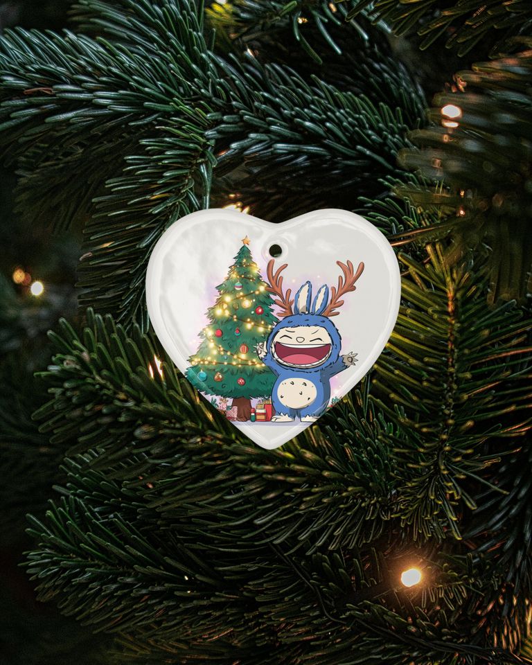 Kawaii Creature Ceramic Xmas Ornament Funny Antlered La Bubu Monster Keepsake
