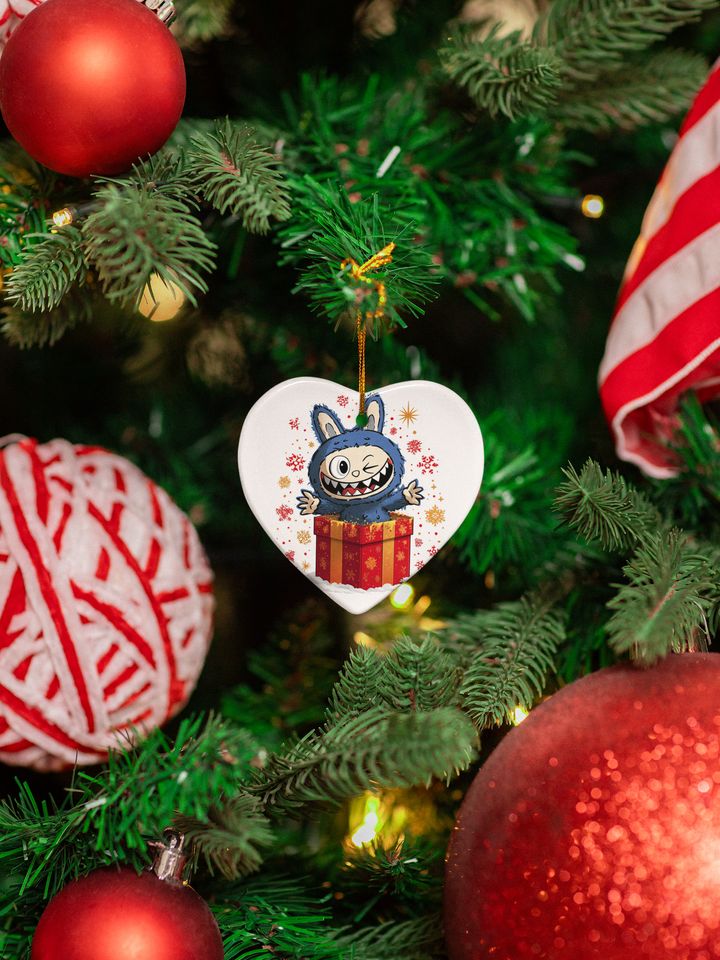 Kawaii Creature Ceramic Xmas Ornament Playful La Bubu Monster Xmas Gift Decor