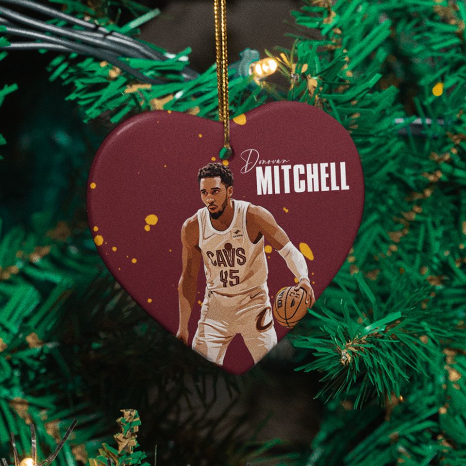 Donovan Mitchell #45 Inspired Ceramic Xmas Ornament - Cleve Tribute Keepsake