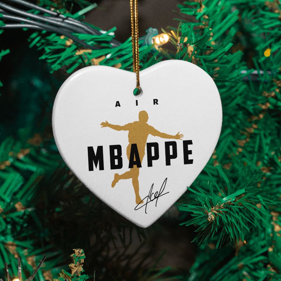 Air Mbappe Signed Inspired Graphic Ceramic Xmas Ornament - Madrid Tribute