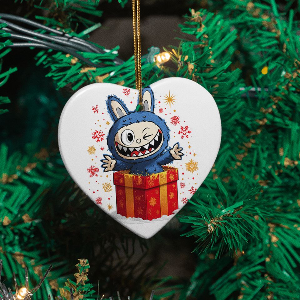 Kawaii Creature Ceramic Xmas Ornament Playful La Bubu Monster Xmas Gift Decor