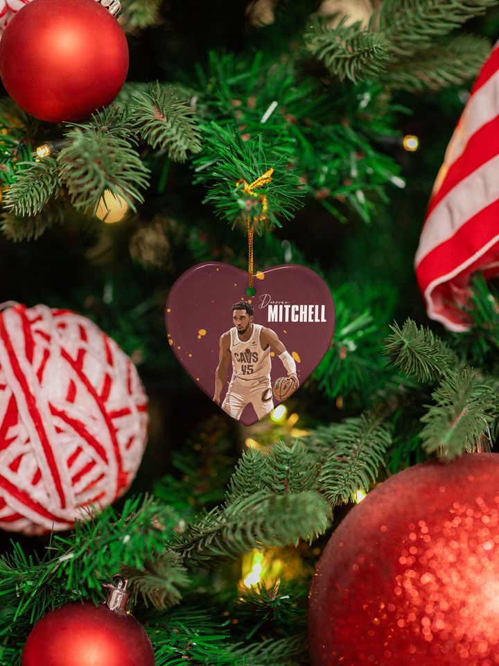 Donovan Mitchell #45 Inspired Ceramic Xmas Ornament - Cleve Tribute Keepsake