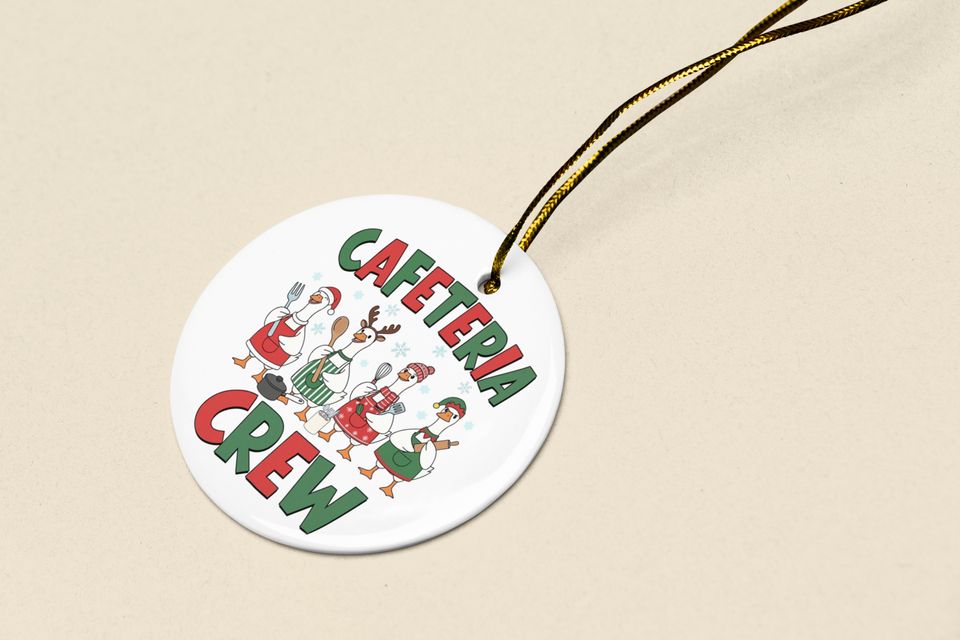 Funny Chef Turkey Ceramic Christmas Ornament - Cafeteria Crew Decor Keepsake