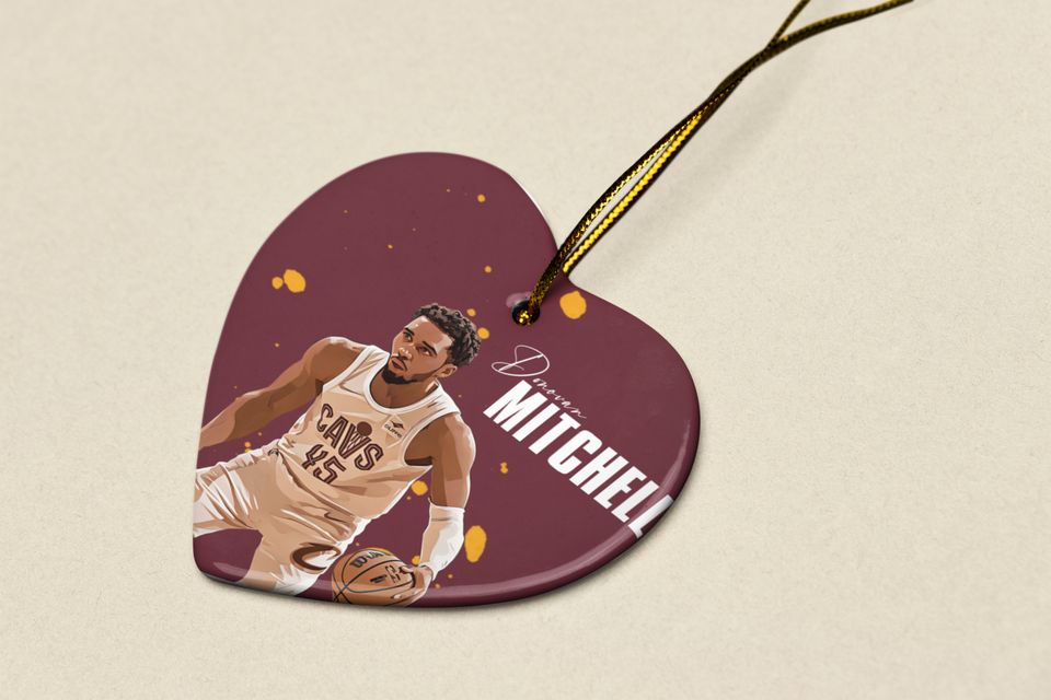 Donovan Mitchell #45 Inspired Ceramic Xmas Ornament - Cleve Tribute Keepsake