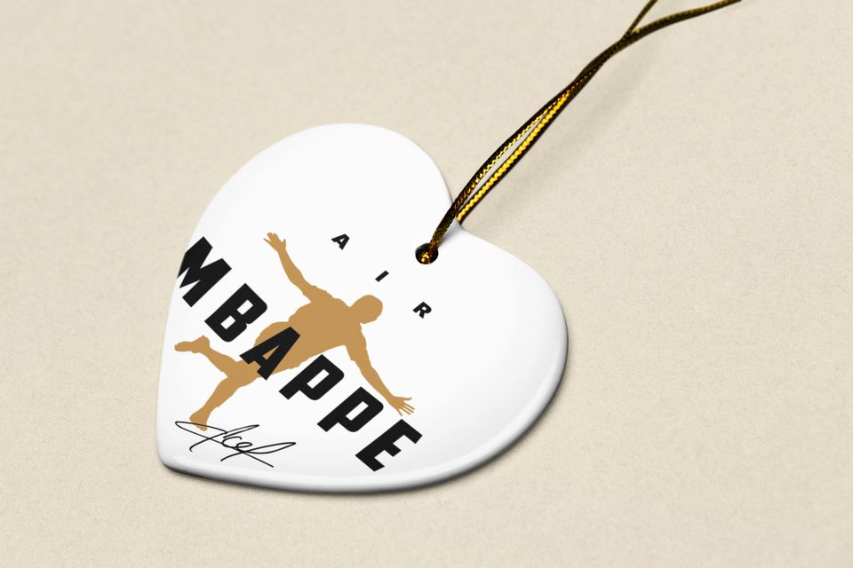 Air Mbappe Signed Inspired Graphic Ceramic Xmas Ornament - Madrid Tribute