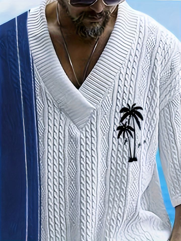 Men’s V-neck Summer Casual Short Sleeve Shorts Two-Piece Set